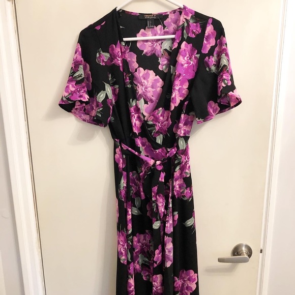 Forever21 floral midi tie dress - Picture 3 of 5